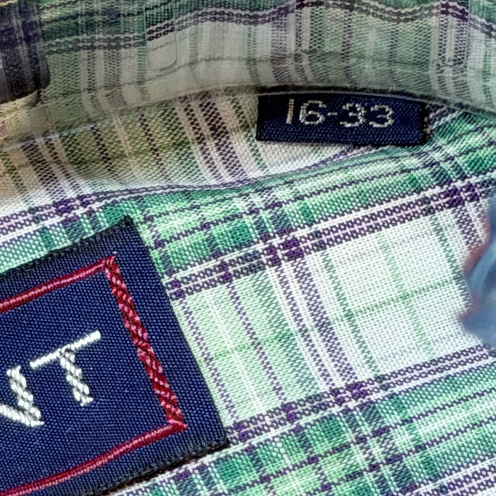GANT Teal Plaid Blazers Oxford Button Down Shirt Size 16/33 NWT Vintage - Picture 5 of 7